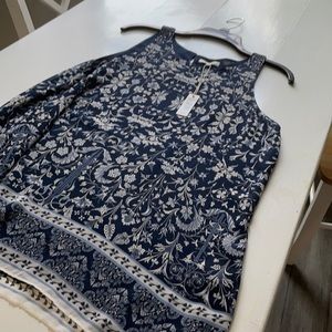 Ladies top, navy print, size large